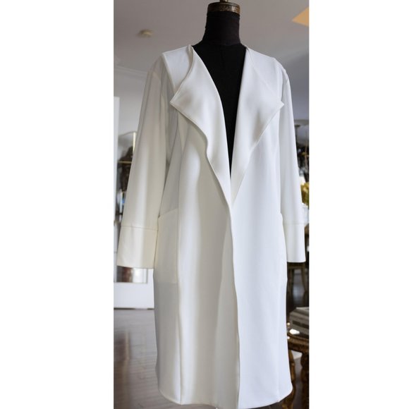 Elegant Warm White Long Jacket Coat by Harve Benard L - Picture 1 of 6